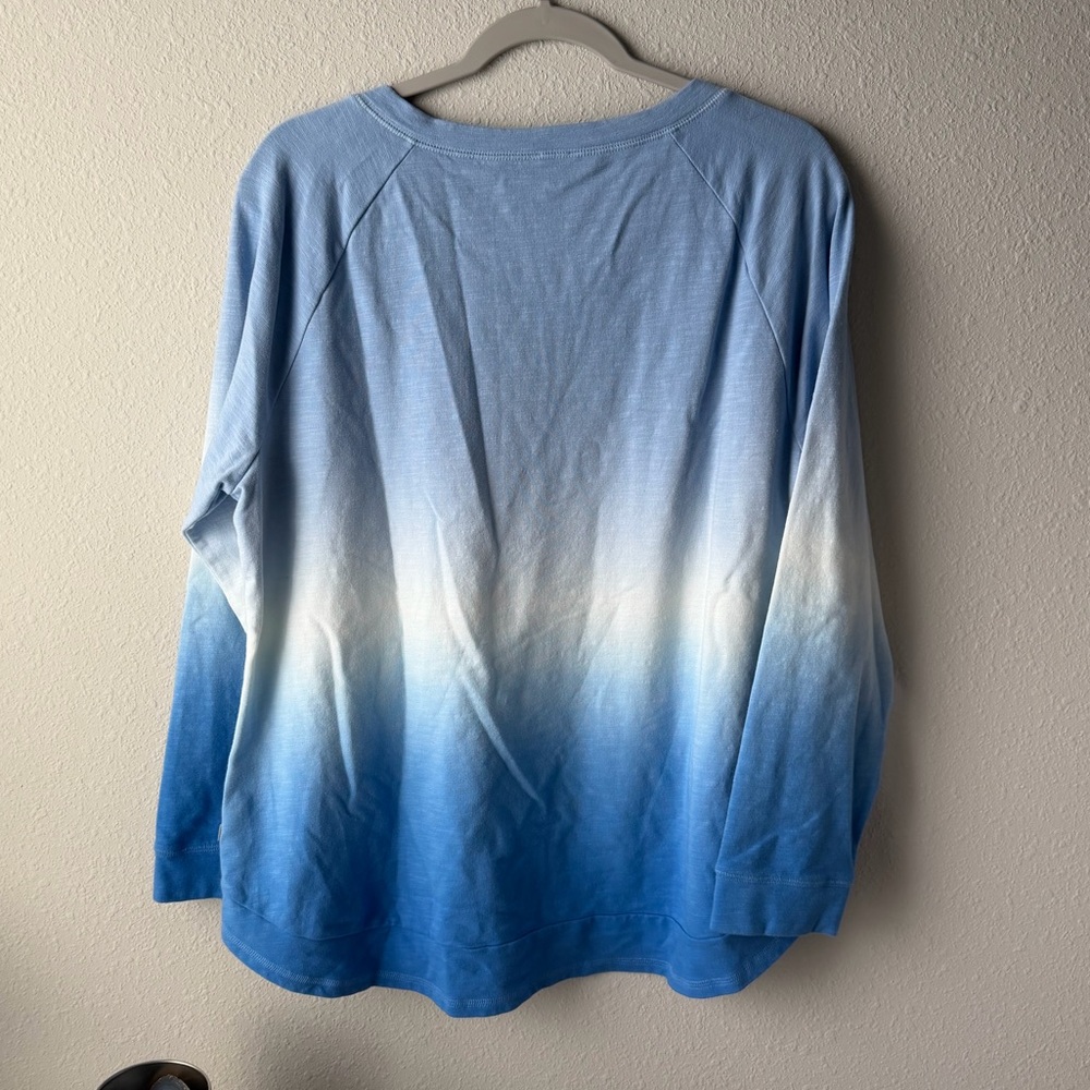 Talbots Blue and White Ombre Long Sleeve Top - Picture 7 of 8